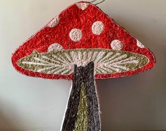 Whimsy red spotted mushroom piñata