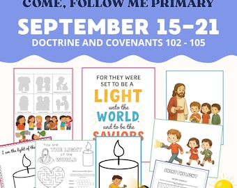 15-21 de septiembre: Ayudas para las lecciones de primaria / Ustedes son la luz del mundo / Ven y sígueme 2025 / Juegos imprimibles y páginas para colorear