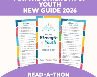 New For the Strength of Youth Guide 2026 READ A THON  Bookmark | LDS Youth Read-A-Thon Schedule | Young Women Young Men Printable