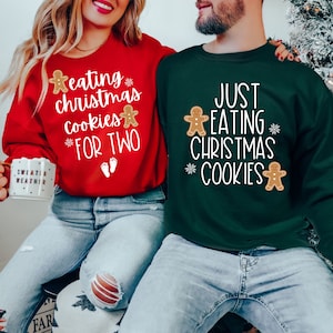 Christmas Cookies Pregnancy Sweatshirt: Couples Matching Holiday Sweater