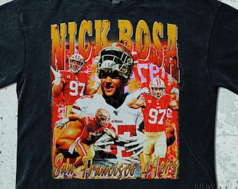 Camiseta vintage de Nick Bosa, sudadera de Nick Bosa, camisetas gráficas retro de los 90, camiseta retro de MVP de fútbol de los 2000, diseño deportivo para fans.