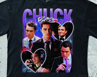 Camiseta vintage de Chuck Bass, sudadera de Chuck Bass, camisetas gráficas retro de los 90, camiseta de película de los 2000, estética Y2K, diseño de amor para fans
