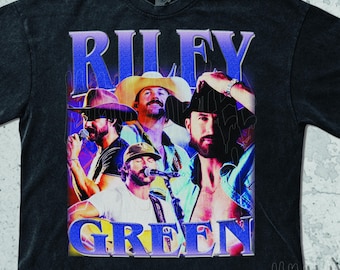 Camisa vintage de Riley Green, sudadera de Riley Green, camisetas gráficas retro de los 90, camiseta de concierto retro de los 2000, diseño de gira con estética Y2K para fans