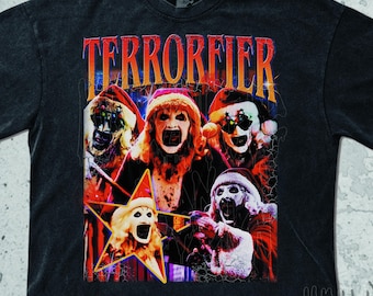 Camiseta vintage de payaso de terror, sudadera Terrorfier, camisetas gráficas retro de los 90, camiseta Scream de película retro de los 2000, diseño estético Y2K para fans