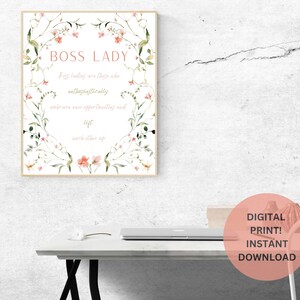 Girl Boss printable cute quote for office desk