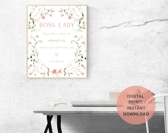 Citação fofa para impressão de Girl Boss para mesa de escritório