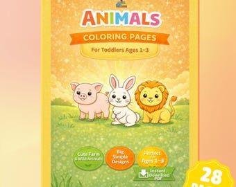 Ausmalbilder Tiere für Kleinkinder (Alter 1-3) | 28 Seiten, 8,5 in x 11 in PDF