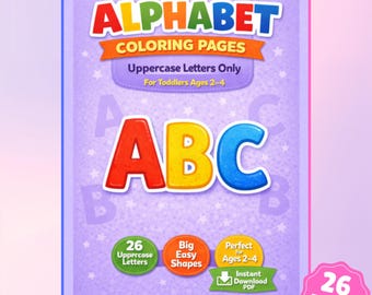 Alphabet - Großbuchstaben zum Ausmalen für Kleinkinder (2-4 Jahre) | 26 Seiten, 8,5 in x 11 in PDF