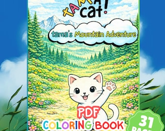 Tama Cat Bergabenteuer Ausmalbilder | Calming Nature Scenes (PDF, 31 Seiten)