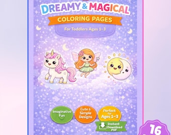 Kleinkind Malvorlagen | Verträumte magische Dinge für 1-3 Jahre (PDF-Muster)