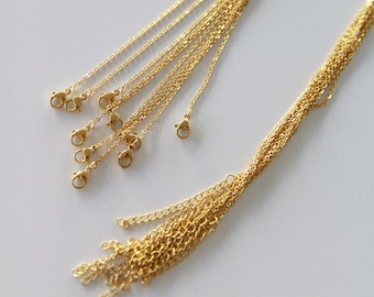 10 Pcs 18K Gold Necklace Chains for Jewelry Making, Gold Flat Cable Chain, Wholesale Chains Craft Supplies,  Bulk Chains DIY, Cable Chain