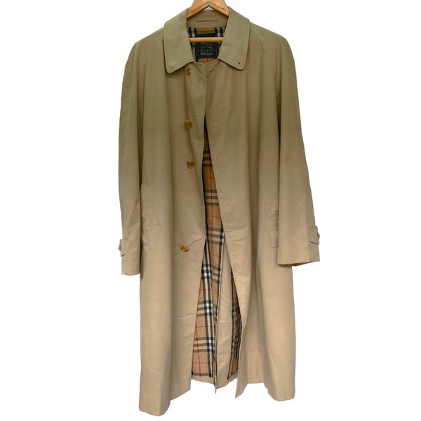 Second-Hand Vintage Beige Herren Burberrys Nova Karo Trenchcoat