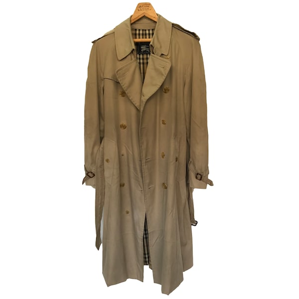 Second-Hand Vintage Beige Unisex Burberrys Nova Kariert Trenchcoat 67% Polyester 33 Baumwolle