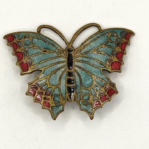 Vintage enamel butterfly brooch