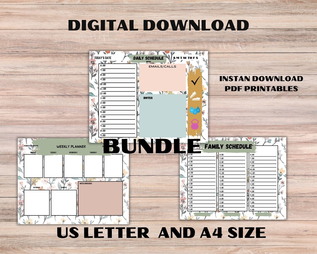 Planner, Family Schedule, Daily Schedule and Weekly Planner,digital ...