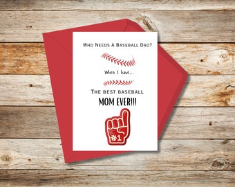 Mothers Day Card Mother’s Day Greeting Card Mom Baseball Mom Best Mom ever Mothers Day cards
