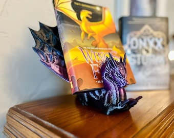 Dragon Book or Kindle Tablet Stand Display 3D Printed Fantasy Book Holder, Dragon Decor, Fantasy Shelf, Unique Gift, Custom Colors Available