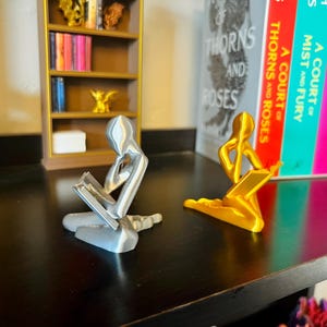 Reading Girl Elegant 3D printed Reading Sculpture Minimalist Book Lover Decor, Modern Shelf & Desk Art