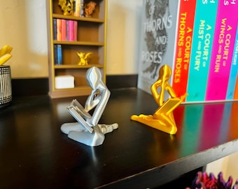 Reading Girl Elegant 3D printed Reading Sculpture Minimalist Book Lover Decor, Modern Shelf & Desk Art