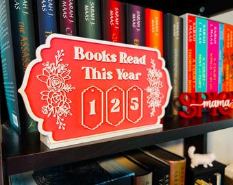 Books Read This Year Book Counter Tracker Book Lover Gift Reading Nook Decor
