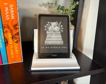 Open Book Kindle Holder 3D Printed E-Reader Stand, Book-Shaped Tablet Holder, customizable