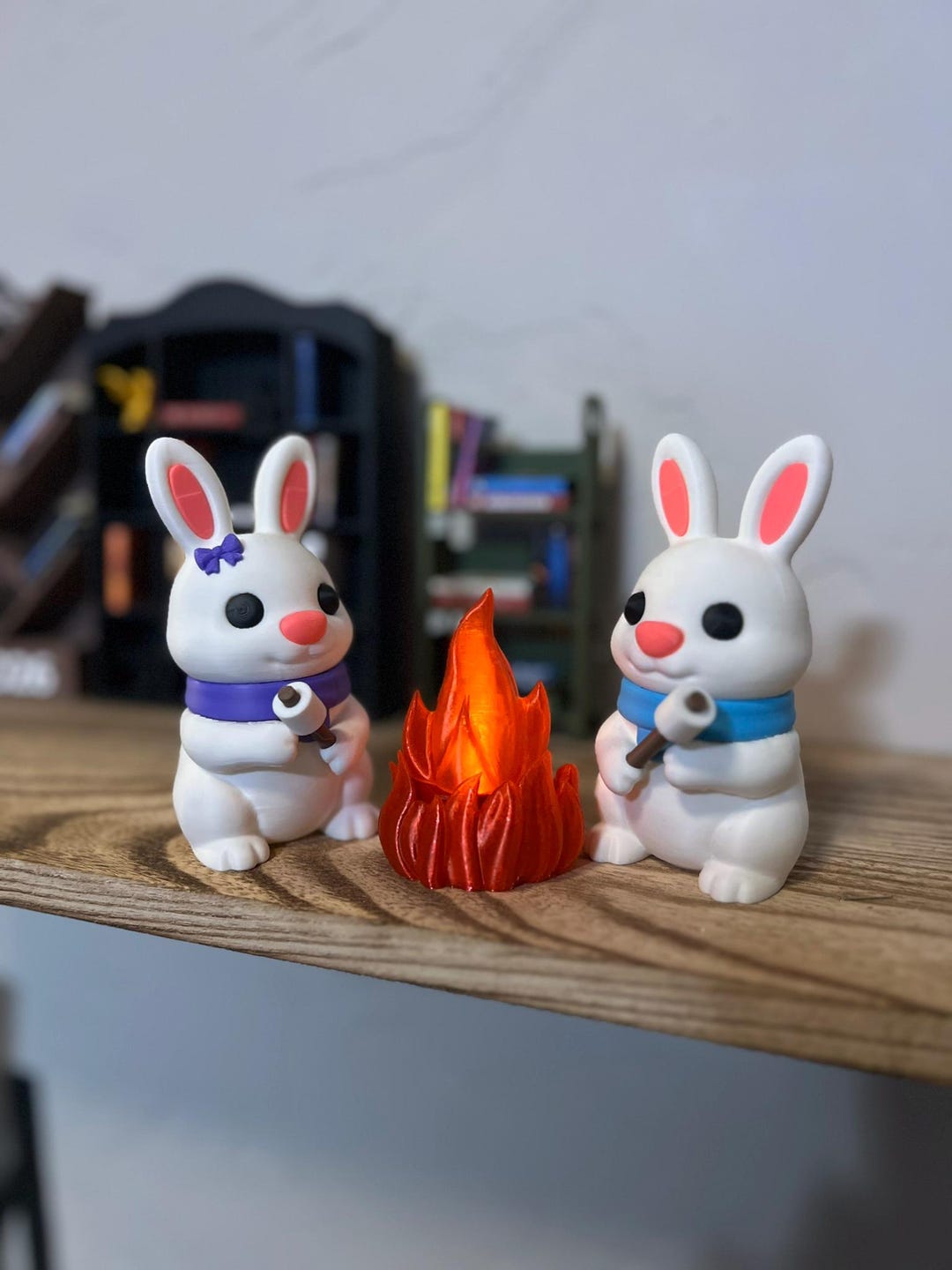 Bunny Campfire Set | Cute Rabbit Camping Shelf Decor | Miniature ...