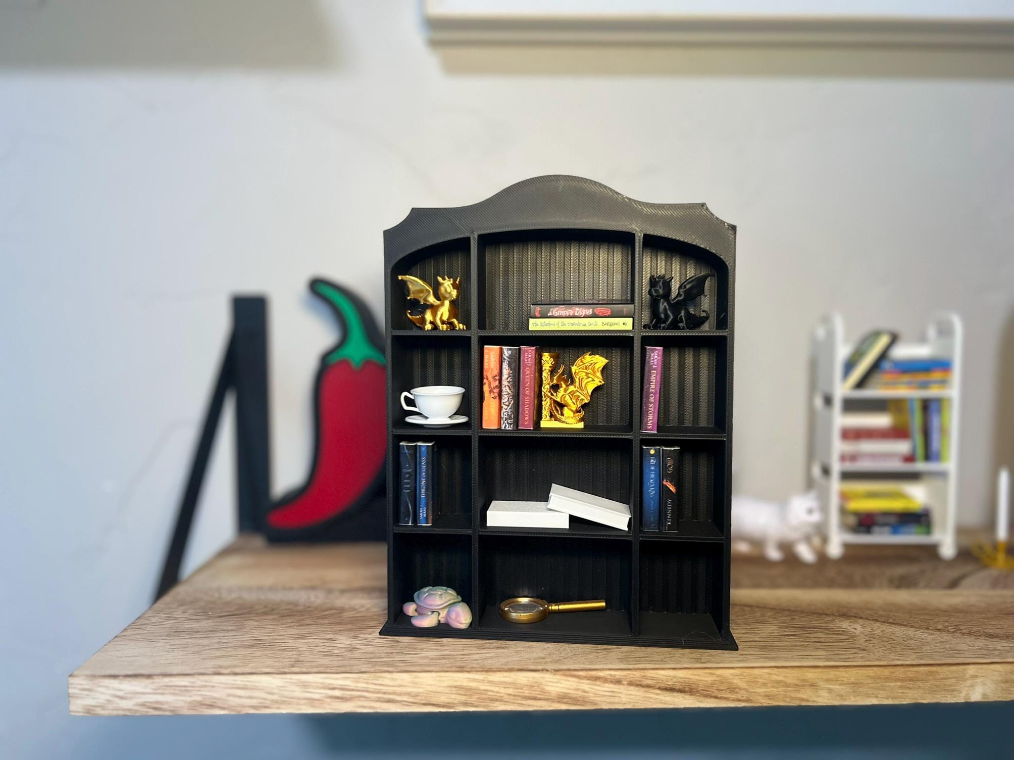 Mini Bookshelf Wide With Back Panels | 3d-printed Mini Shelf for Book ...