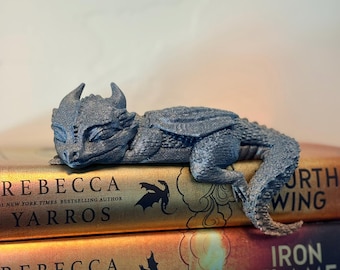 Sleeping Dragon Bookshelf Decor – Dragon Book Nook Companion, Fantasy Dragon Shelf Decor, Book Lover Gift, Reading Nook Dragon