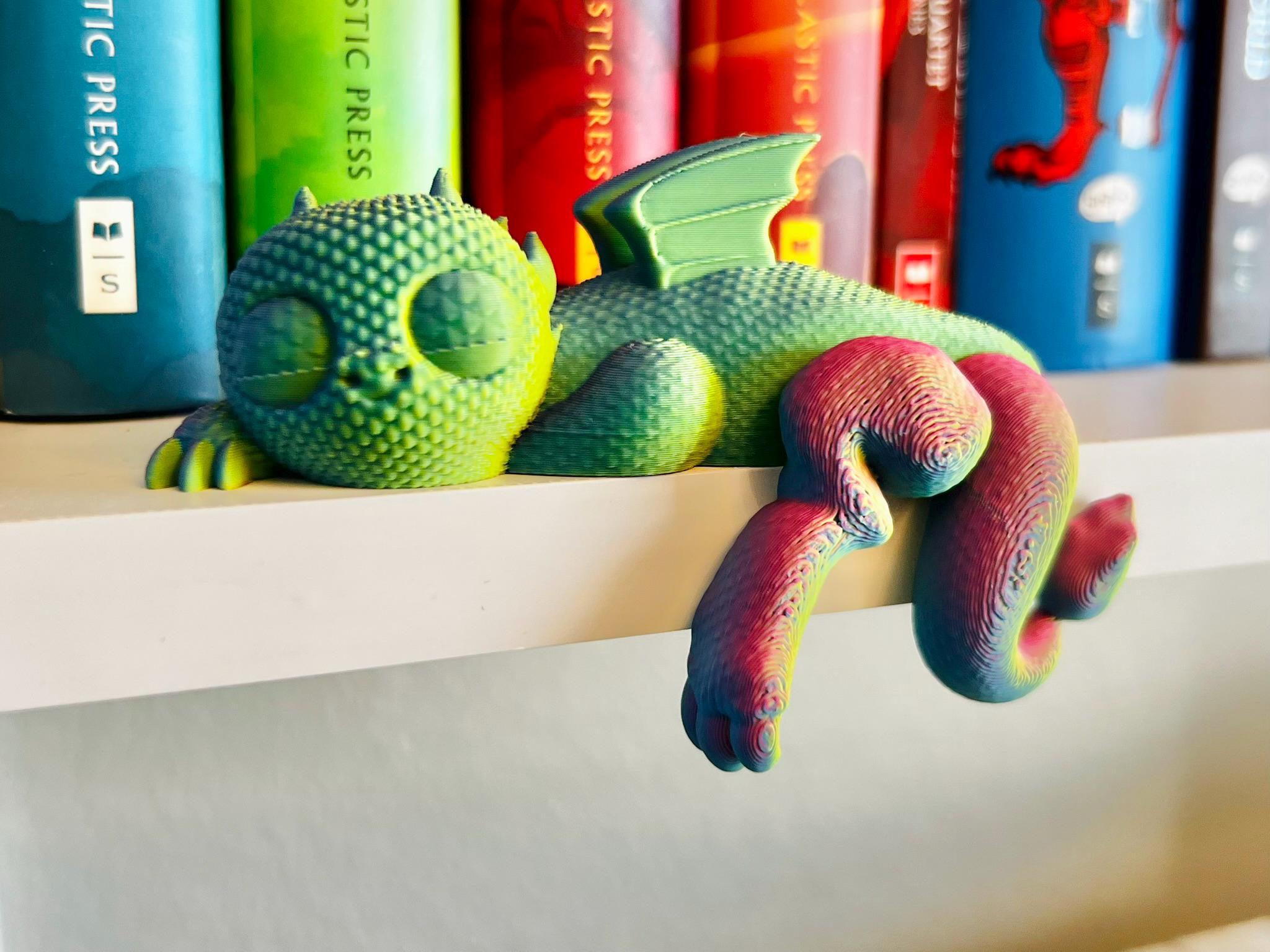 Bookshelf Dragon Sleeping on a Shelf V1 – Adorable 3D Printed