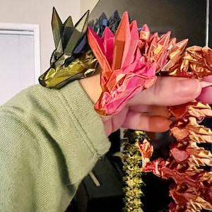 Drago di cristallo-Drago stampato in 3D-Drago articolato-Antistress sensoriale stampato in 3D-Drago di cristallo articolato-Fidget-giocattolo fidget drago