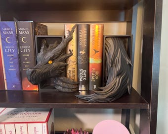 Dragon Head and Tail Shadow Dragon Fantasy Bookshelf Decor Dragon Shelf Accent for Book Lovers