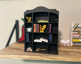 Mini Bookshelf Wide with Back Panels | 3D-Printed Mini Shelf for Book Nooks, Mini Libraries & Desk Décor | Custom Colors