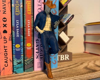 Cowboy Romance Bookshelf Decor, Painted Cowboy Book Boyfriend Figurine, Western Reader Book Nook Accent, Romance Reader Gift
