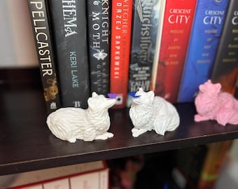 White Fox with Blue Butterfly Bookshelf Decor | 3D Printed Fantasy Figurine | Quicksilver Inspired Book Lover Gift