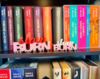 Slow Burn Bookshelf Decor – Dripping Text Book Nook Accent| 3D Printed Reading Nook Decor | Bookish Shelf Accent | Book Display Stand