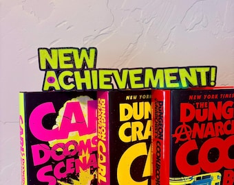 Letrero de Carl, el explorador de mazmorras, "¡Nuevo logro!" / Decoración para estantería de libros LitRPG