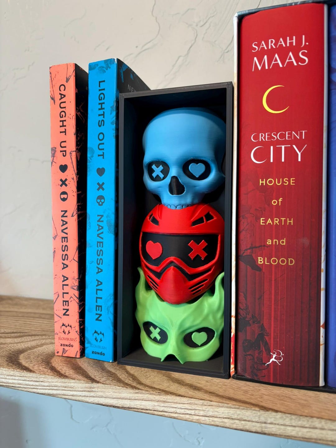 Stacked Mask Book Nook Decor – Dark Romance Shelf Decor – Skull Mask ...