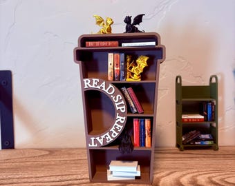 Coffee Cup Mini Bookshelf Perfect for your mini books Custom Colors Optional Accessories.