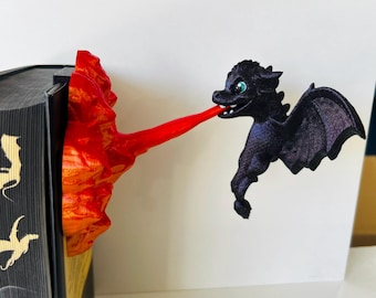 Dragon Book Nook, phone stand or bookshelf decor Fire-Breathing – 3D Printed Fantasy Shelf Decor, Epic Dragon
