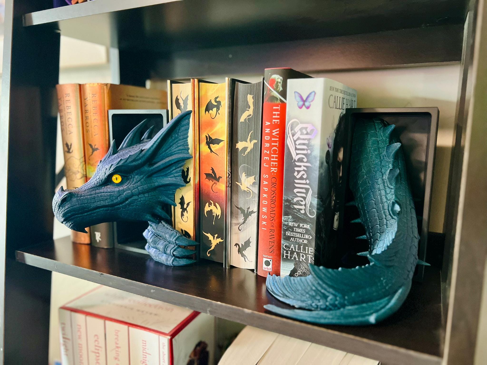 Sea Dragon Book Nook, Dragon Bookshelf Decor, Emerging Dragon