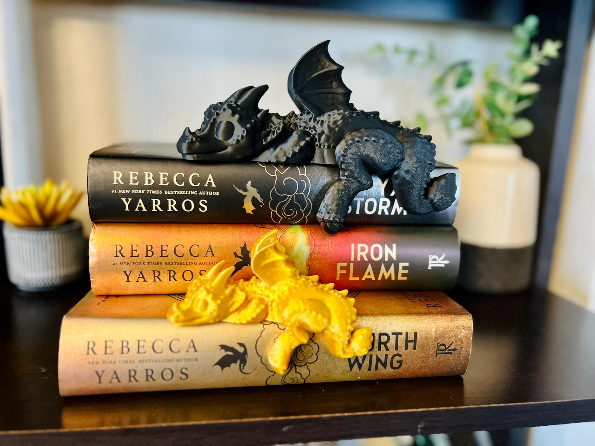 Sleeping Bookshelf Dragon Adorable Shelf Decoration 3D Printed Fantasy Dragon Book Nook - Fourth Wing Inspired