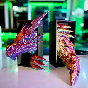 Estantería Dragon Book Nook con diseño de dragón emergente, decoración de fantasía, regalo para amantes de los libros.