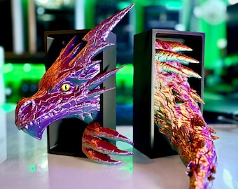Dragon Head and Tail Book Nook Emerging Dragon Bookshelf Decor Fantasy Dragon Shelf Accent