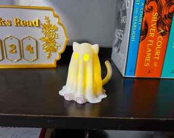 Ghost Cat Tea Light | Spooky Glow Cat | LED Tea Light Glow Decor | Cute Halloween Shelf Buddy