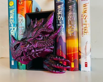 Dragon Book Nook – 3D Printed Fantasy Bookshelf Insert, Mythical Bookish Decor, Unique Gift
