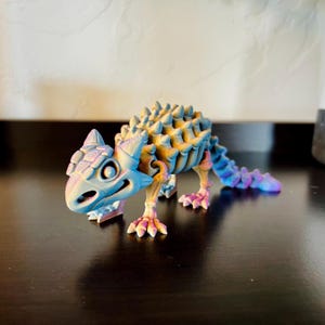 Ankylosaurus Skeleton 3D Printed Articulating Dinosaur Fossil Model, Unique Home Decor, Paleo Art