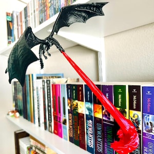 Dragon Flying fire breathing Bookshelf Decor Book Nook Bookish Library Dragon Decor Bookshelf Accessory Dragons Decor 3D printed