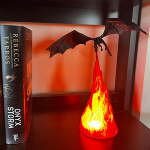 Dragon Lamp Fire-Breathing 3D Printed Lighted Flame Bookshelf Decor & Bookish Gift Bookshelf Decor