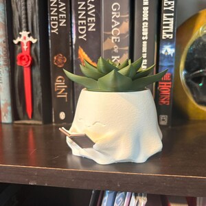 Reading Ghost Planter | Cute Ghost Book Lover Planter | Halloween Plant Pot | Spooky Bookish Decor | Reader Gift