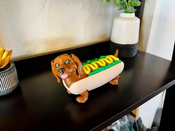Dachshund Hot Dog Container - Articulated Sausage Dog With Bun